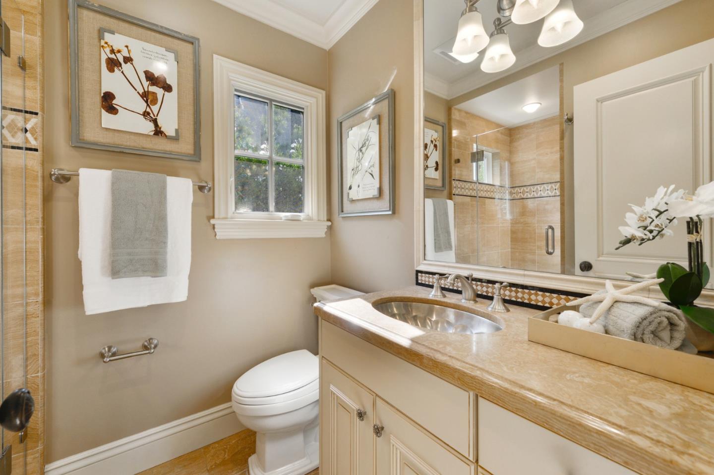60 Holbrook Lane Atherton, CA 94027 - Photo 22 of 29 a bathroom with a granite countertop toilet sink and mirror