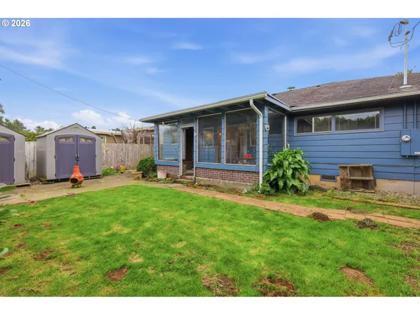 a view of a house with a backyard