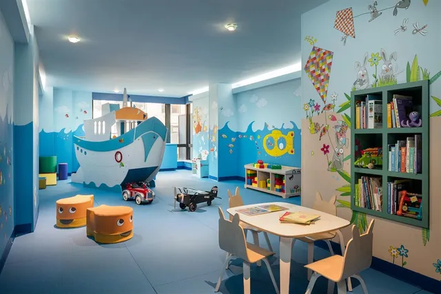 a play room with furniture
