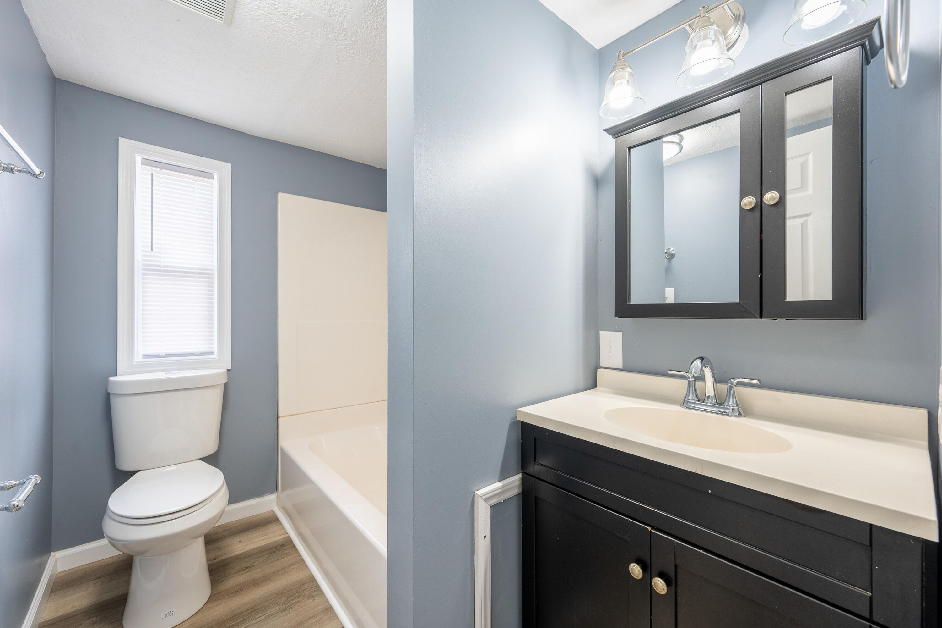 4342 County Line Road Patrick Springs, VA 24133 - Photo 27 of 34 a bathroom with a sink a toilet and a mirror