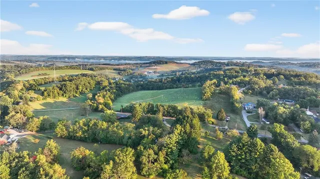 a view of a lake with a city