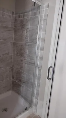 a bathroom with a shower