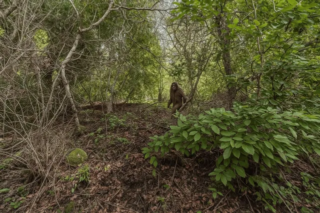 a view of a forest with a tree