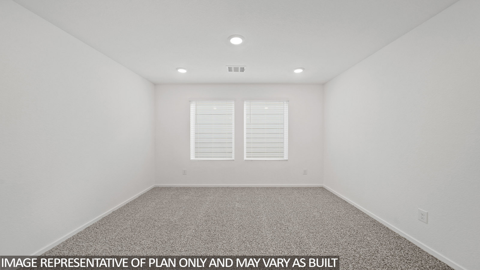 220 Flying Tigers Trail Jarrell, TX 76537 - Photo 11 of 21 Room featuring neutral carpeting, white walls, two windows with blinds, and recessed lighting