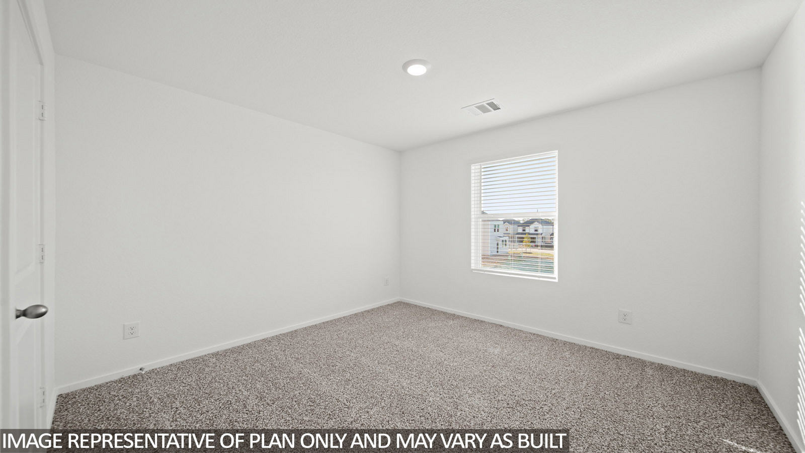 220 Flying Tigers Trail Jarrell, TX 76537 - Photo 17 of 21 Neutral tone walls with gray carpet flooring, recessed lighting, and a single window with blinds