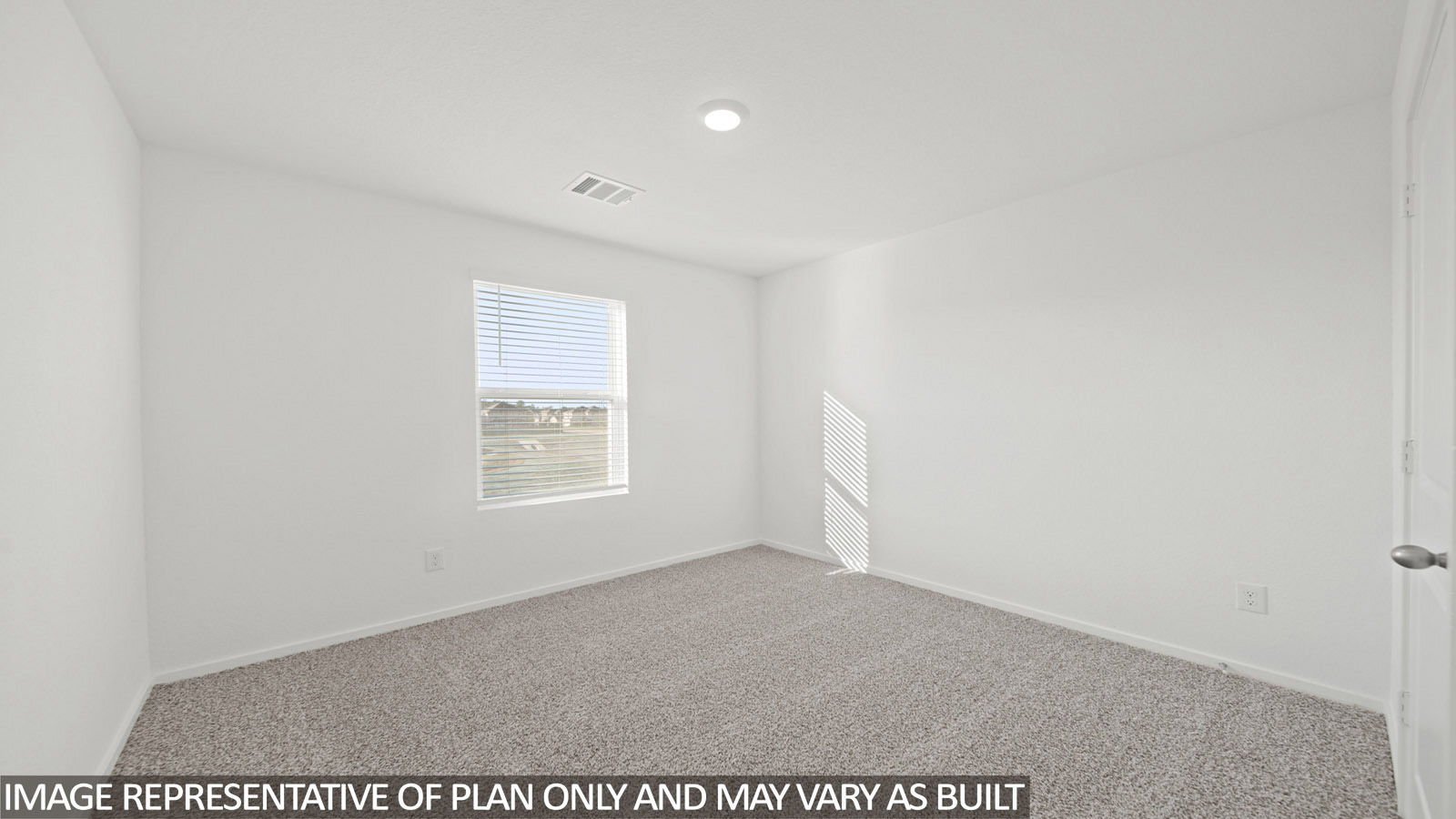 220 Flying Tigers Trail Jarrell, TX 76537 - Photo 18 of 21 Bright interior space featuring light-colored carpet, a single window with horizontal blinds, recessed ceiling lighting, and a white interior door