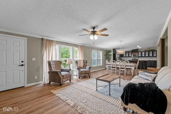 a living room with furniture