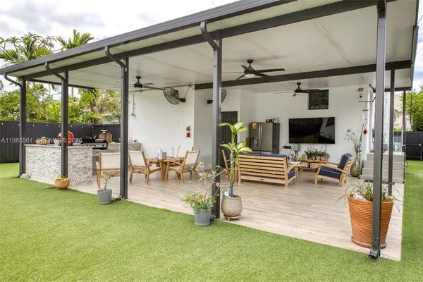 a outdoor living space with furniture