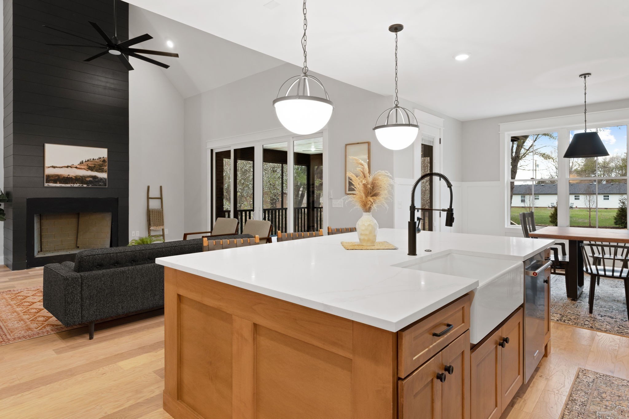 1017 Rucker Lane Murfreesboro, TN 37128 - Photo 18 of 61 a kitchen with a stove a refrigerator and a fireplace