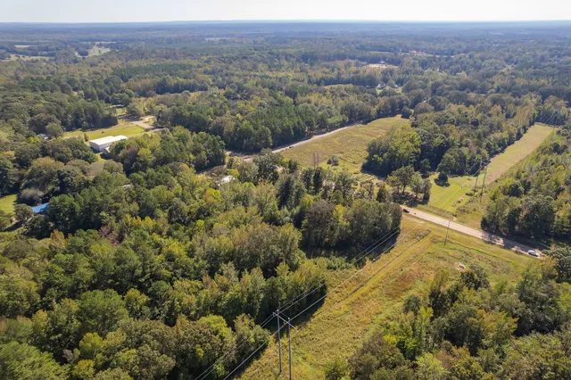 an aerial view of mountain with residential house and green space