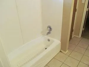 a bathroom with a bathtub