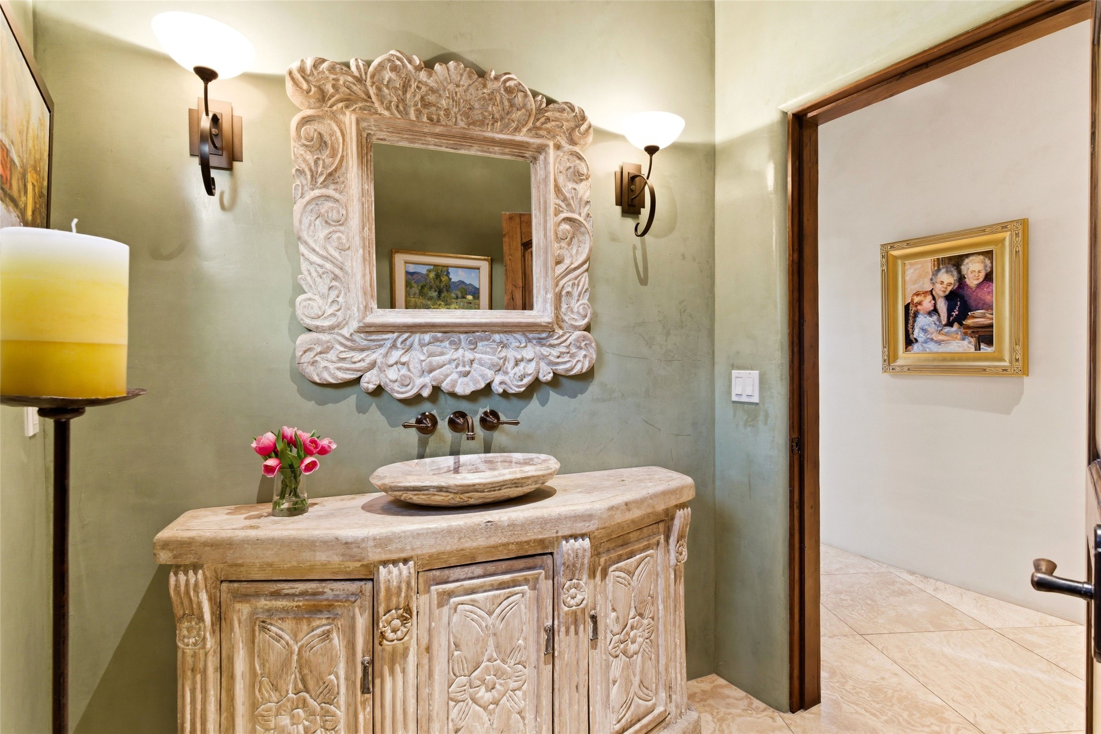 42 San Juan Ranch Road Santa Fe, NM 87506 - Photo 28 of 49 Powder Room just off Entry & Living Room