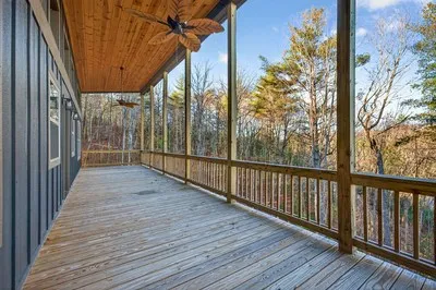a view of a wooden deck