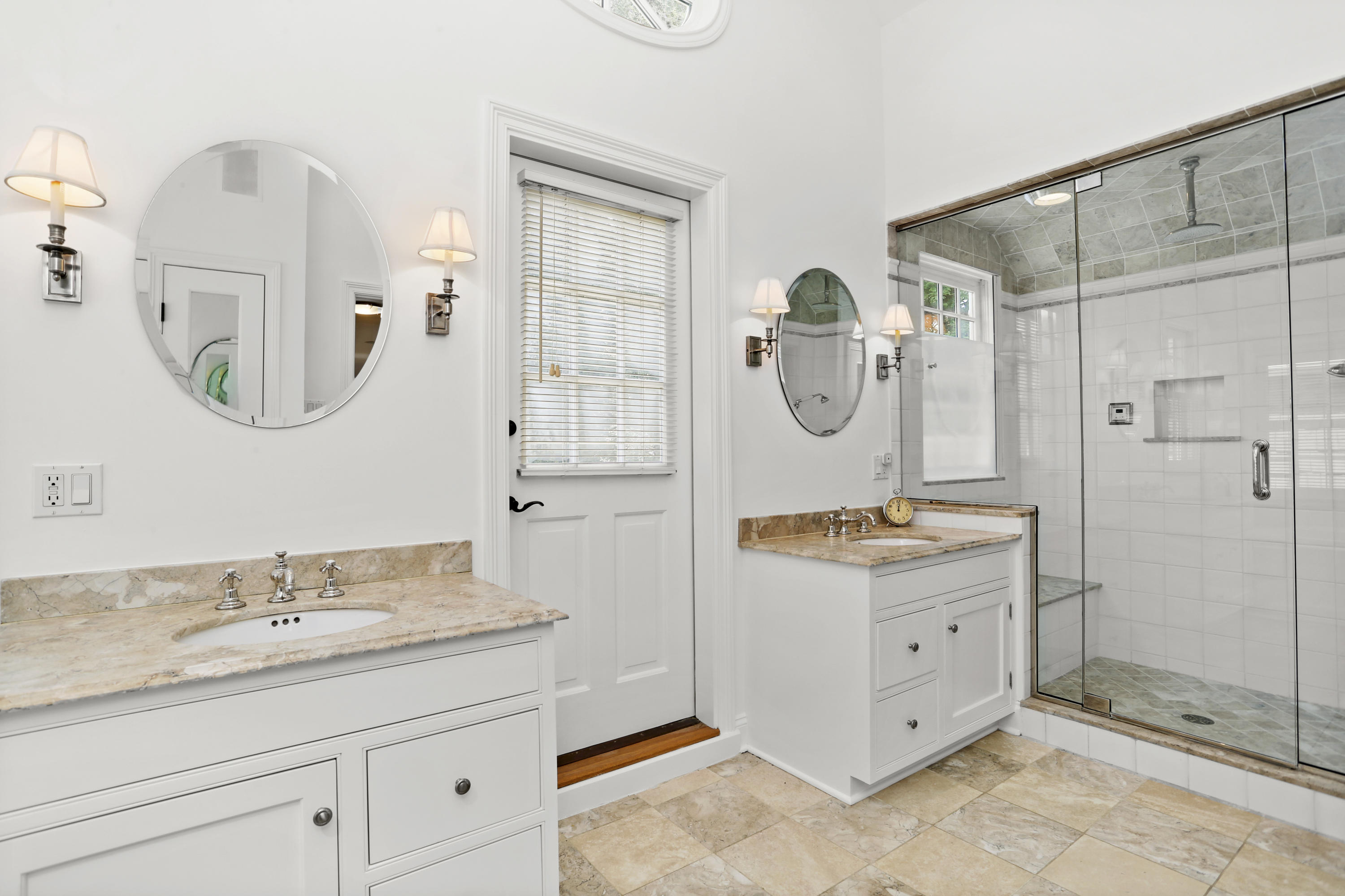 15 Old Farm Road Darien, CT 06820 - Photo 42 of 90 a bathroom with a granite countertop sink mirror and
