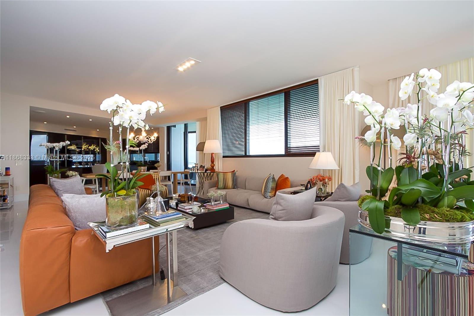 18555 Collins Avenue, Unit 4605 Sunny Isles Beach, FL 33160 - Photo 6 of 40 a living room with furniture and a chandelier