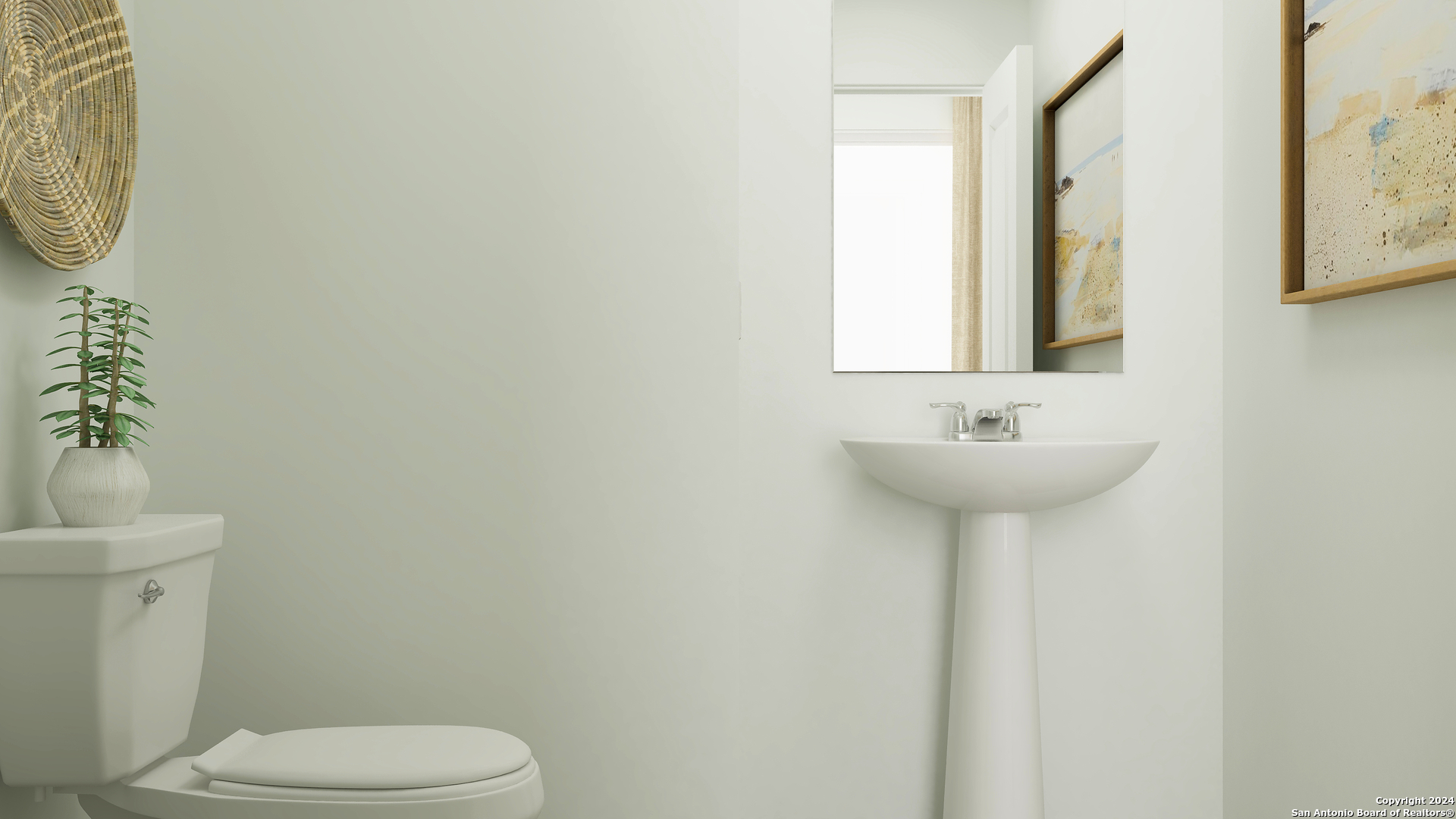 6808 Marble Ridge Elmendorf, TX 78112 - Photo 12 of 22 a bathroom with a sink a toilet and mirror