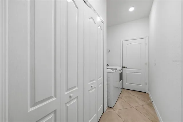 a view of a hallway to a room