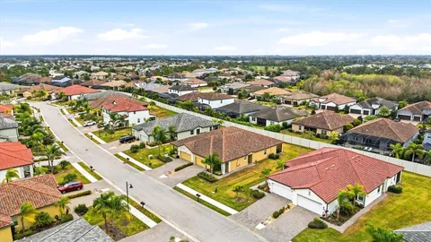 an aerial view of residential building and lake view
