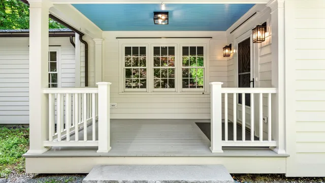 a front view of a house with a window