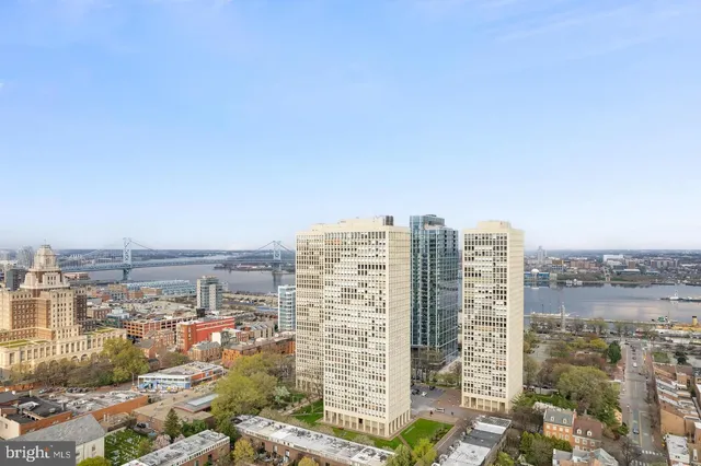 a view of a city with tall buildings