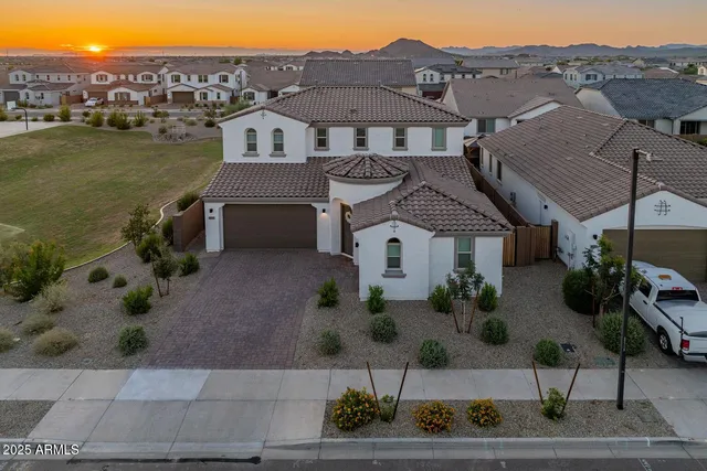 an aerial view of a house