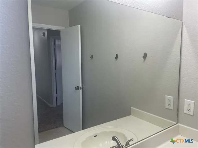 a bathroom with a sink and a shower