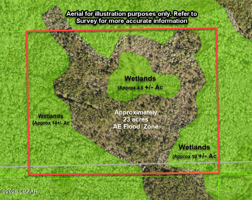 -53.32ac Rodeo Acres Drive Ormond Beach, FL 32174 - Photo 3 of 3 AERIAL SHOWING WETLANDS & NON WETLANDS