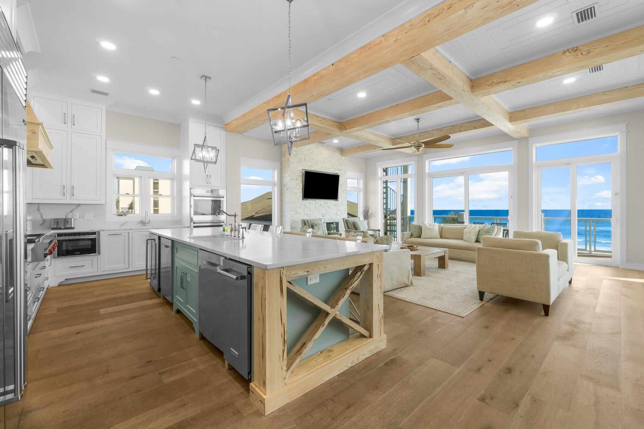 22015 Front Beach Road Panama City Beach, FL 32413 - Photo 15 of 104 a large living room with stainless steel appliances granite countertop a couch and a view of living room