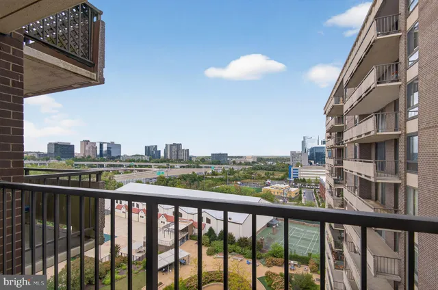 a view of city from a balcony