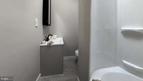 a bathroom with a toilet