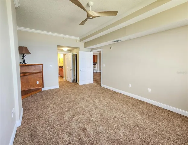 a view of a room with closet and cabinet