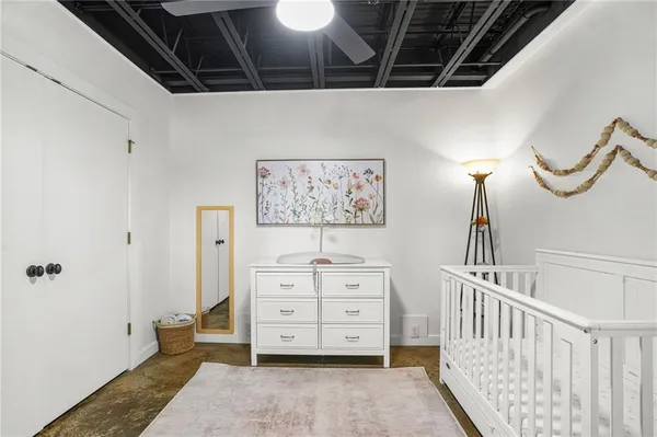 a view of room with cabinets