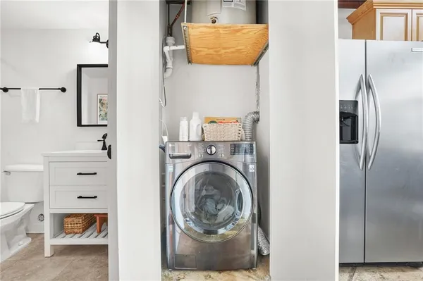 a room with a washer and dryer