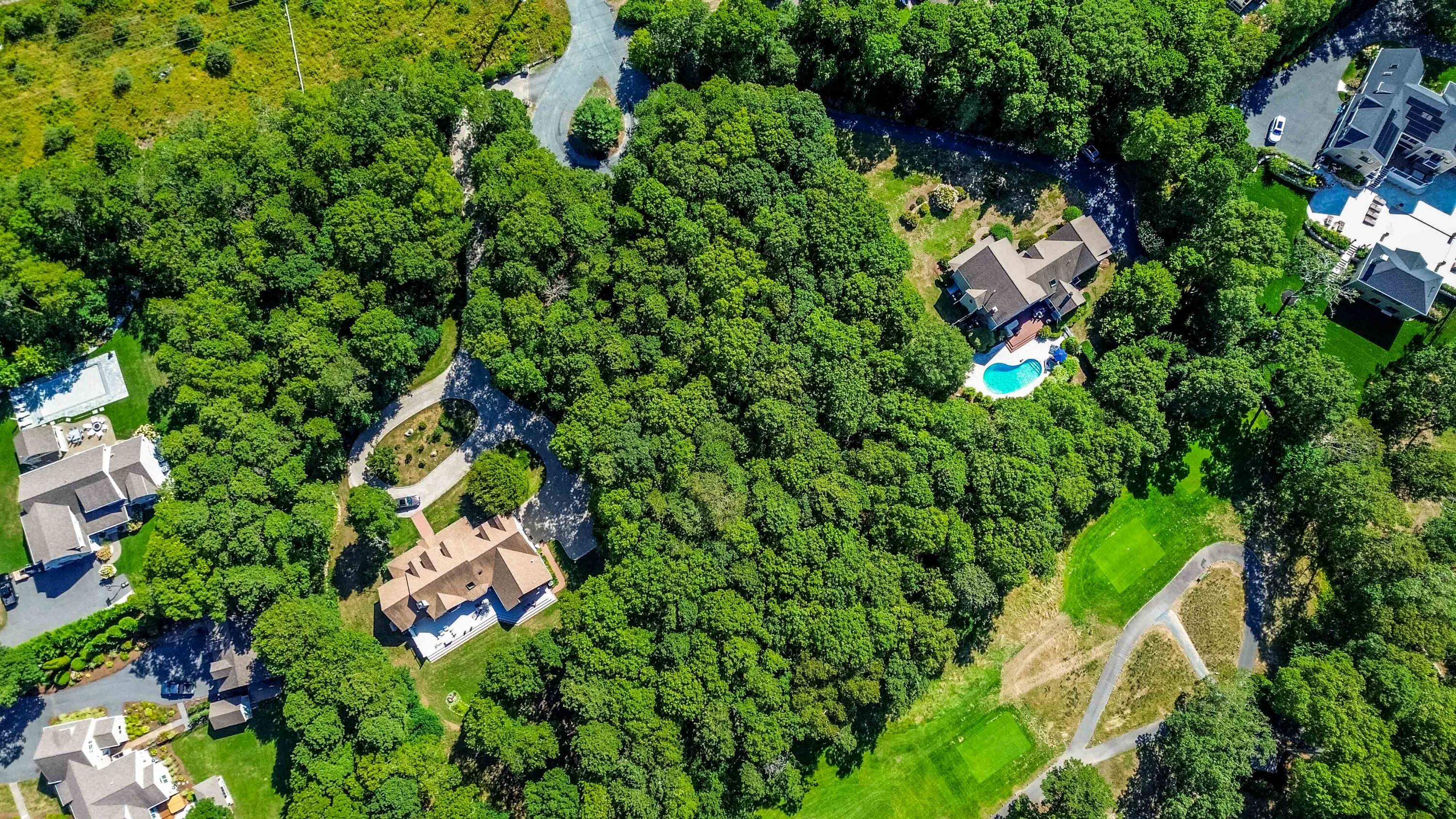 44 Iris Lane Barnstable, MA 02675 - Photo 12 of 13 an aerial view of a house with a lush green forest