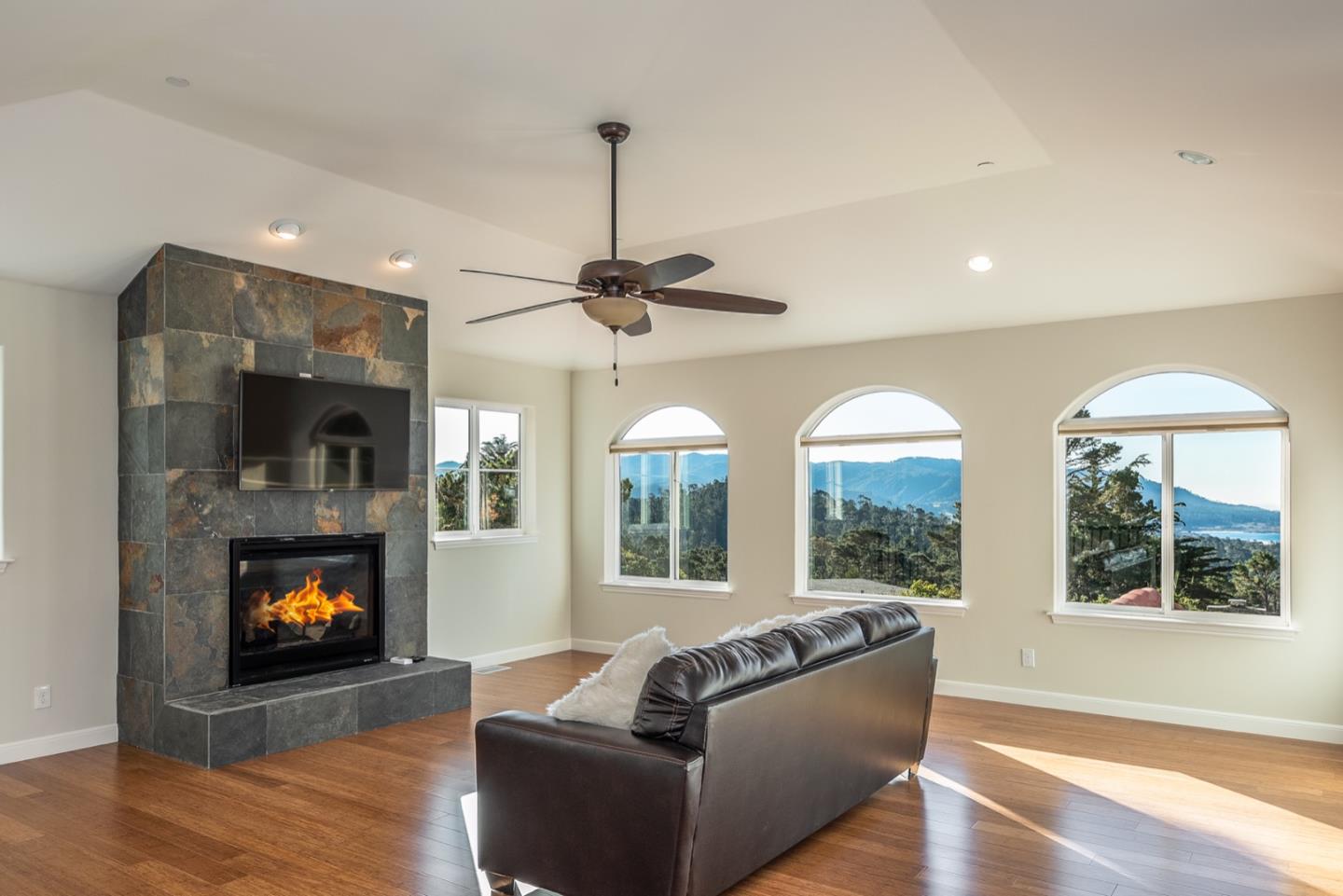 4157 Sunridge Road Pebble Beach, CA 93953 - Photo 11 of 25 a living room with furniture and a fireplace