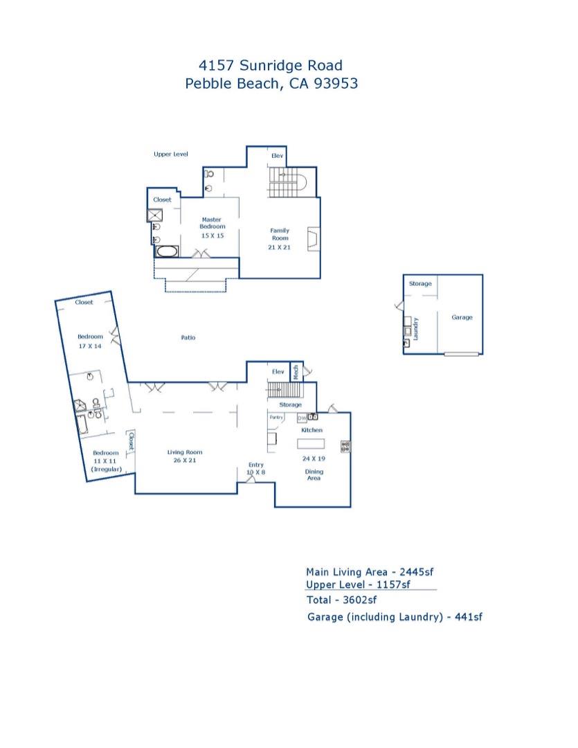 4157 Sunridge Road Pebble Beach, CA 93953 - Photo 25 of 25 a picture of a floor plan