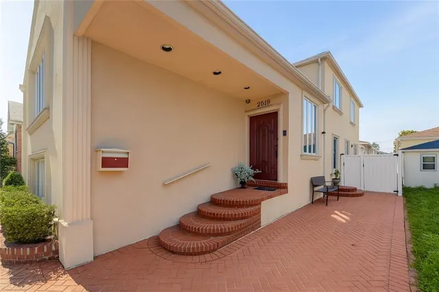 a view of patio with lounge chair