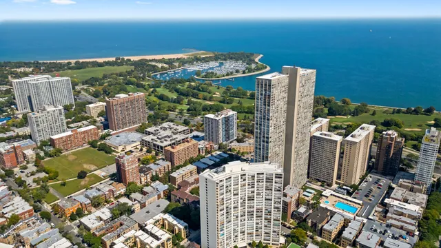 a view of a city with tall buildings