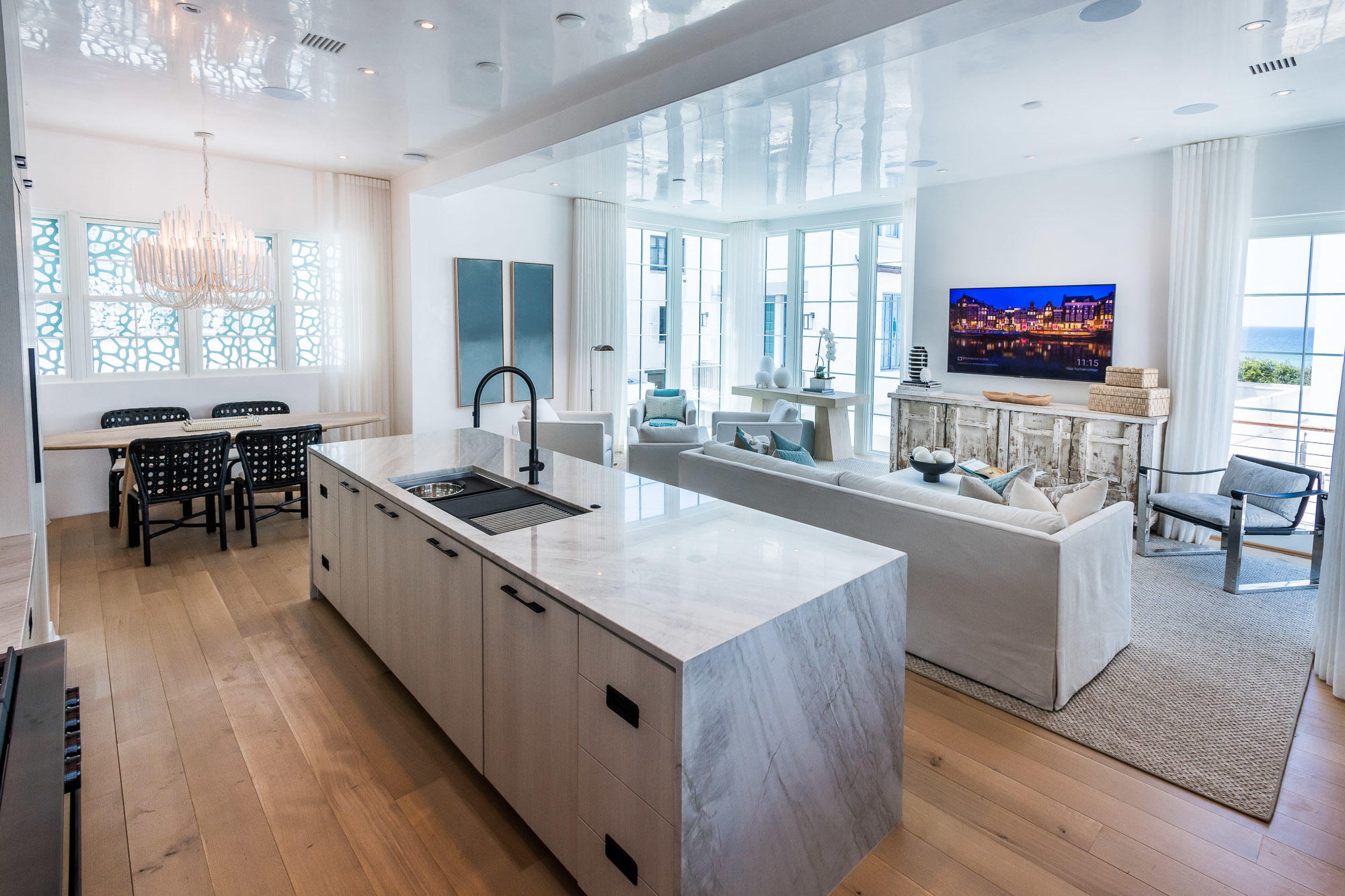 23 Sea Venture Alley, Unit MM6 Inlet Beach, FL 32461 - Photo 39 of 82 a large kitchen with kitchen island a large counter space a sink a window and stainless steel appliances