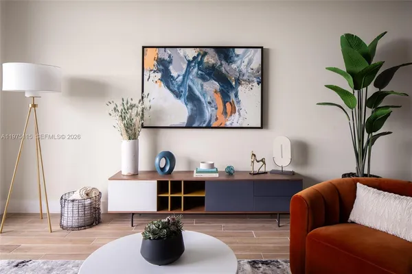 a living room with furniture