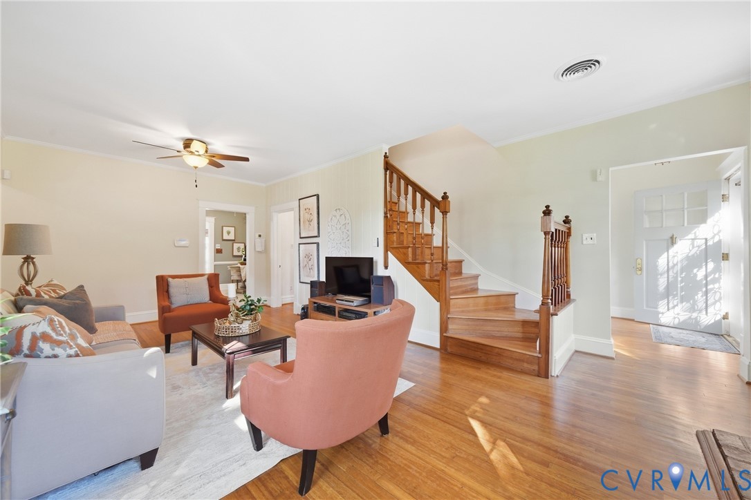 Oak hardwood floors bring natural warmth and chara