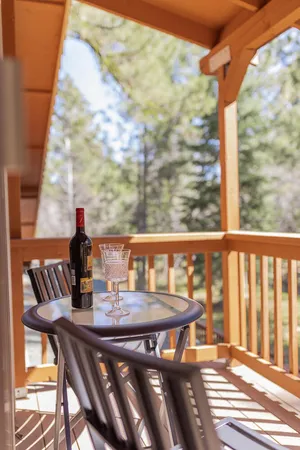 a deck view with a sitting space