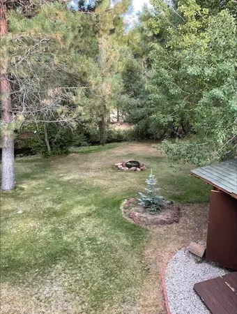 a backyard of a house with lots of green space