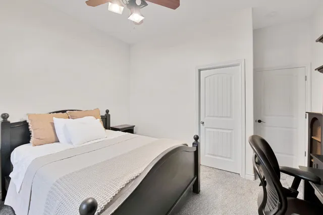 a aerial view of a house with a yard