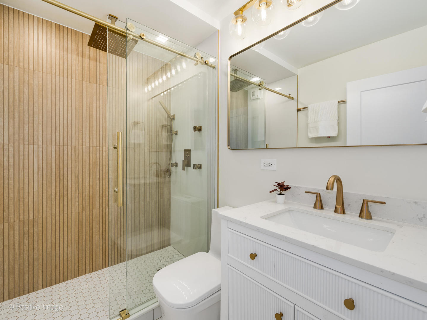 1310 North Ritchie Court, Unit 27C Chicago, IL 60610 - Photo 22 of 30 a bathroom with a sink a mirror a toilet and shower