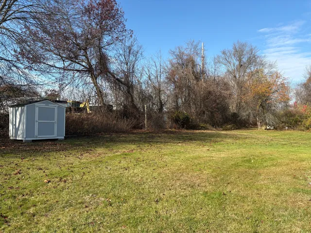 a view of a yard with a tree