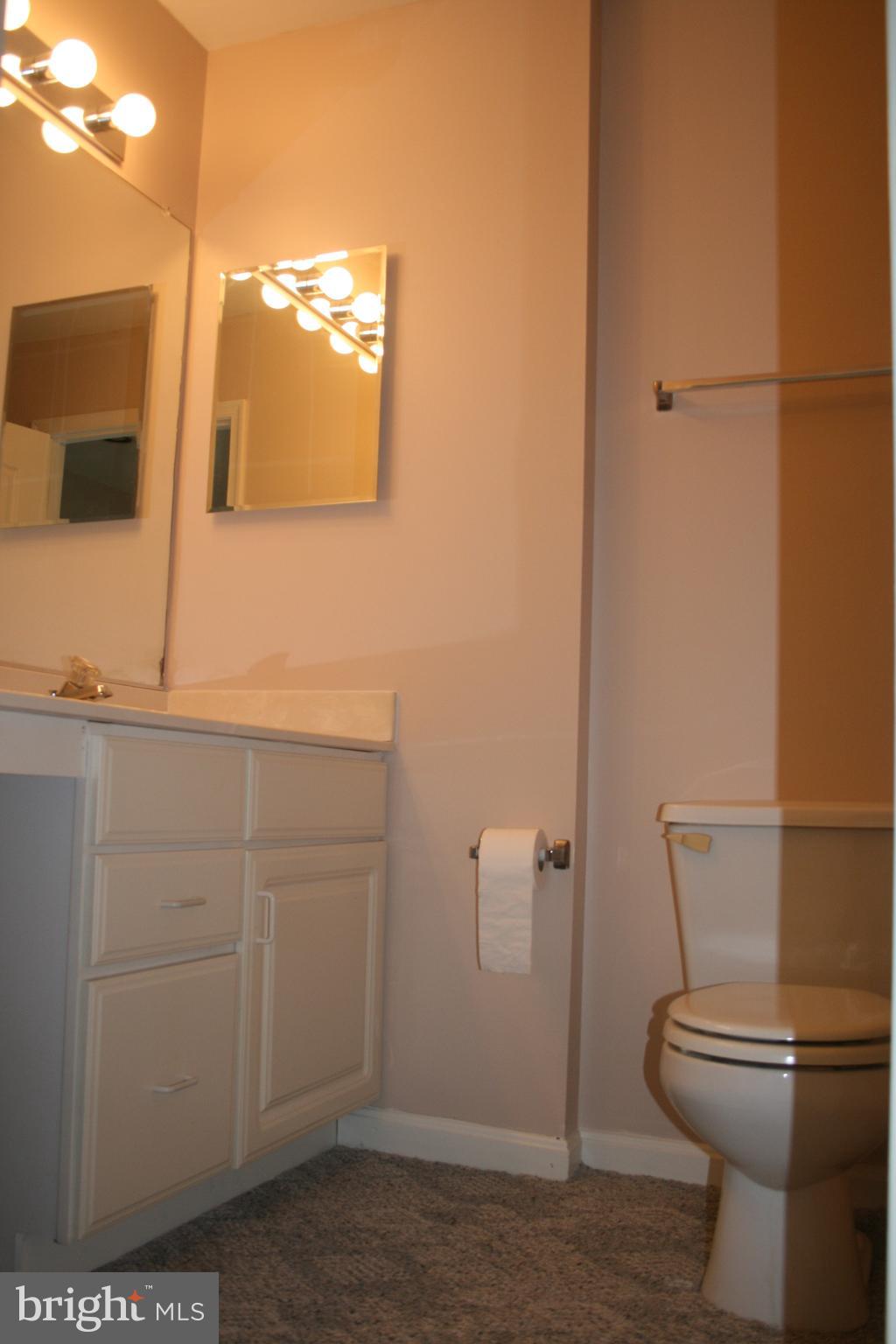 35 F Queen Anne Way Chester, MD 21619 - Photo 13 of 20 a bathroom with a toilet a sink and mirror