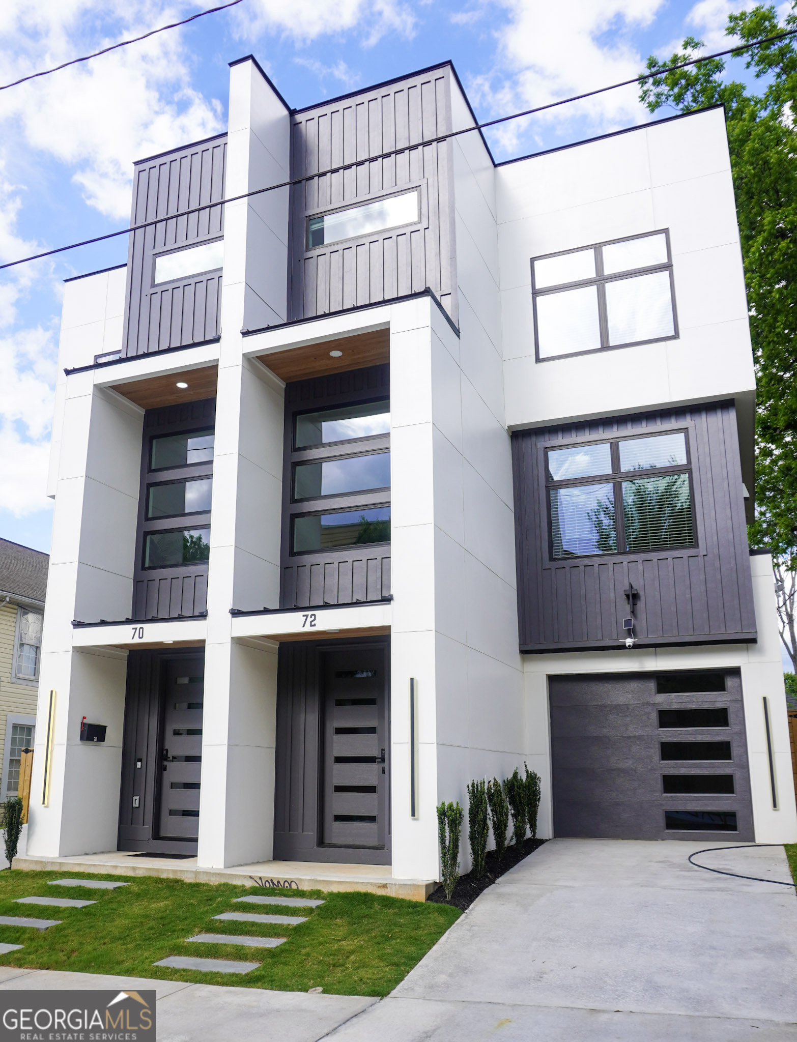 a building view with a outdoor space