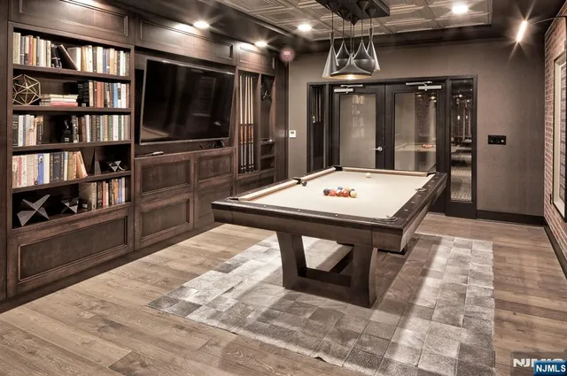 a table and chairs in a patio