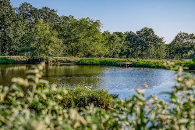 an aerial view of a houses with a lake view